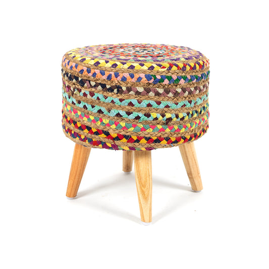 Chindi Jute Pouffe Stool