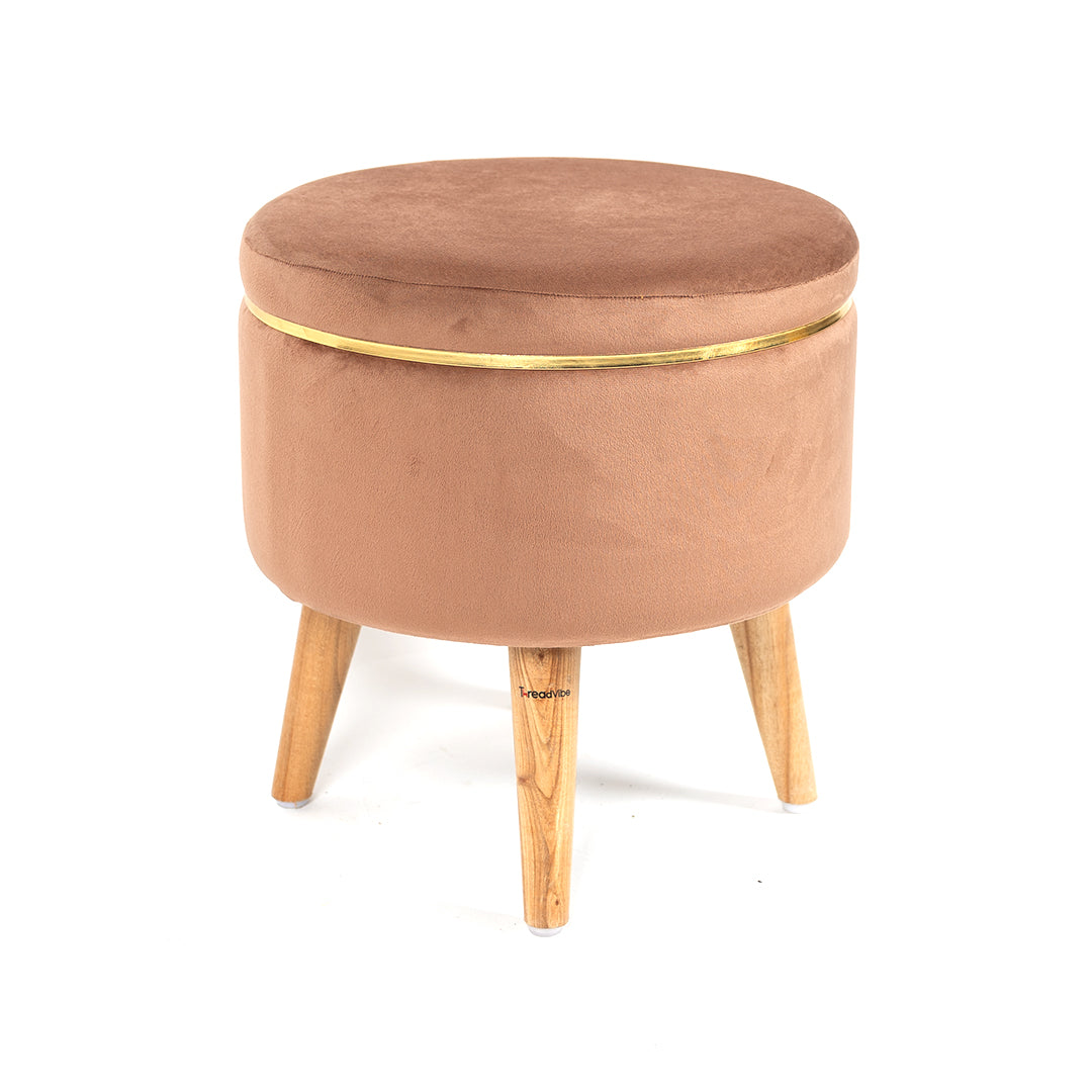 Velvet Ottoman Pouffe Stool with Piping