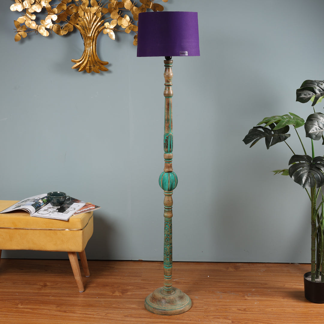Piller Lamp With Sky Blue Shade