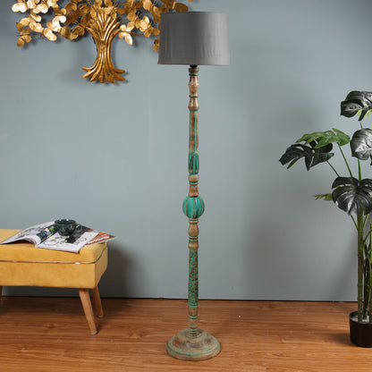 Piller Lamp With Sky Blue Shade