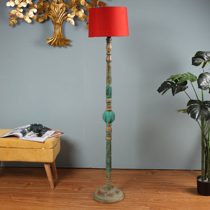 Piller Lamp With Sky Blue Shade