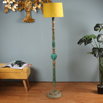 Piller Lamp With Sky Blue Shade