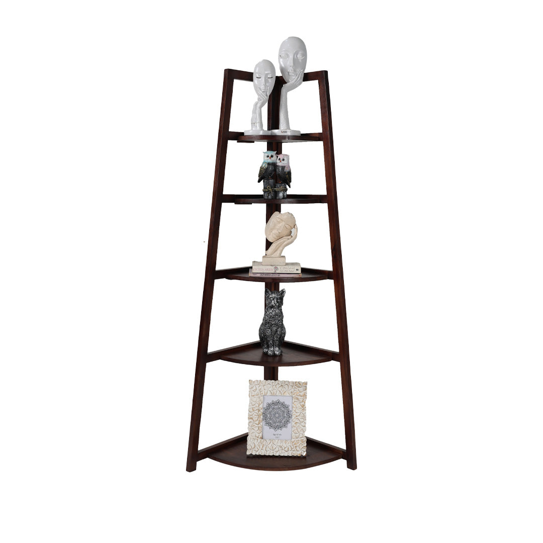 Wooden 5 Tier Corner Ladder Shelf for Home Decor