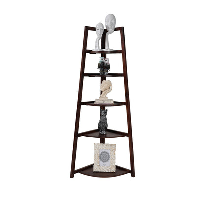 Wooden 5 Tier Corner Ladder Shelf for Home Decor