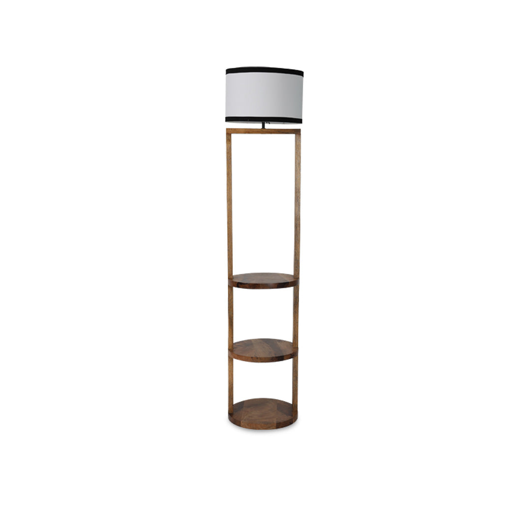 Tiered Wooden Shelf Floor Lamp