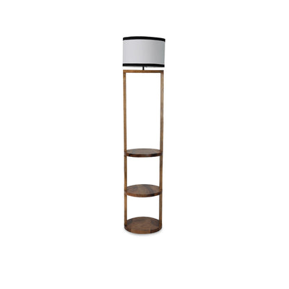 Tiered Wooden Shelf Floor Lamp