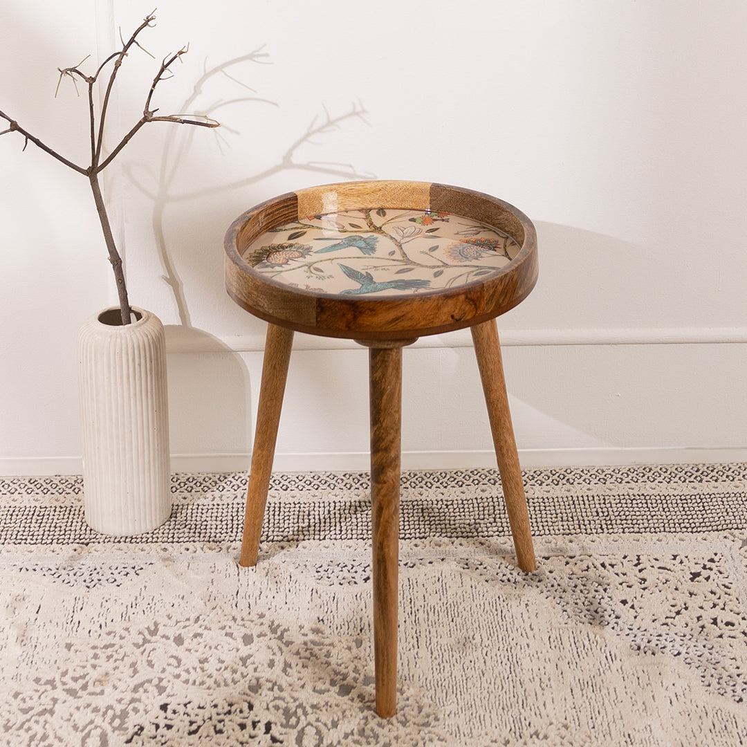 Mango Wood Round Shape End Table