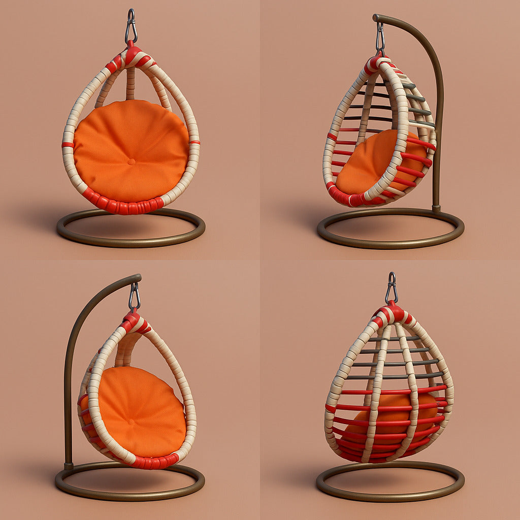 Ladoo Gopal Swing Jhoola – Handcrafted White & Orange