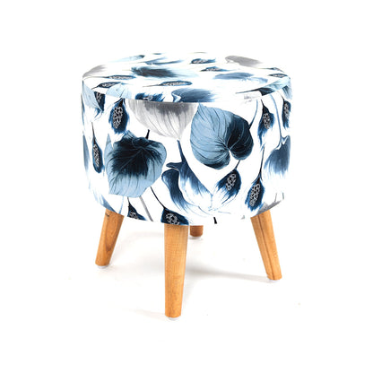 Ottoman Pouffes Print Chair and Stool Combo in Leafy Drift