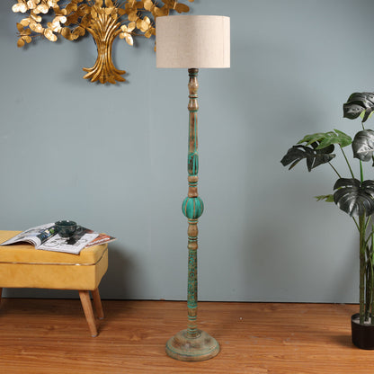 Piller Lamp With Sky Blue Shade