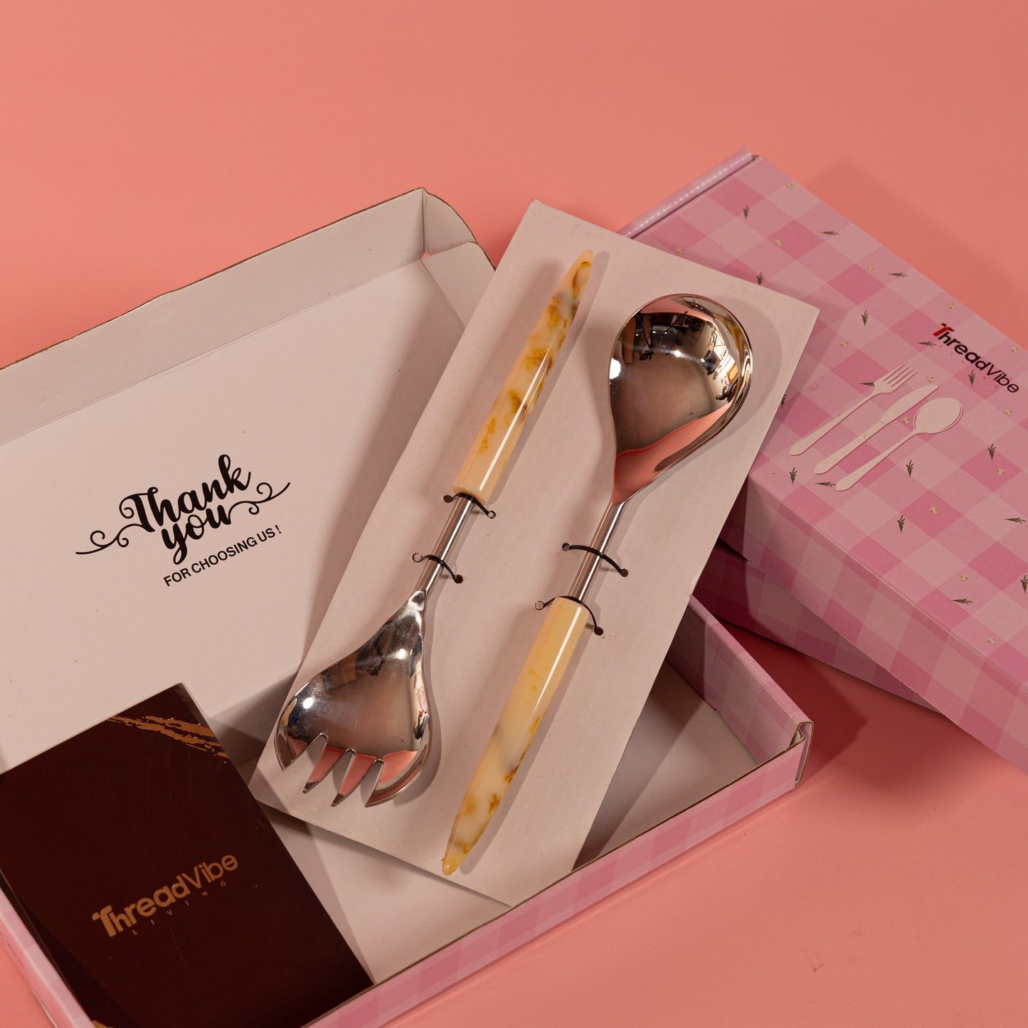 White Resin Handle Stainless Steel Cutlery Set Of 2