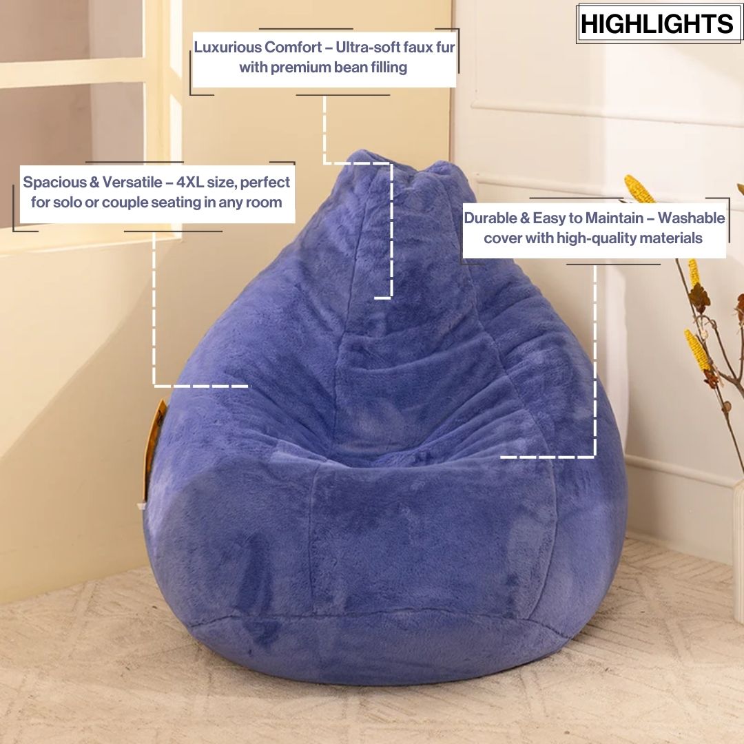 4XL Fur Bean Bag with Beans Filled