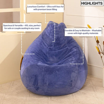 4XL Fur Bean Bag with Beans Filled