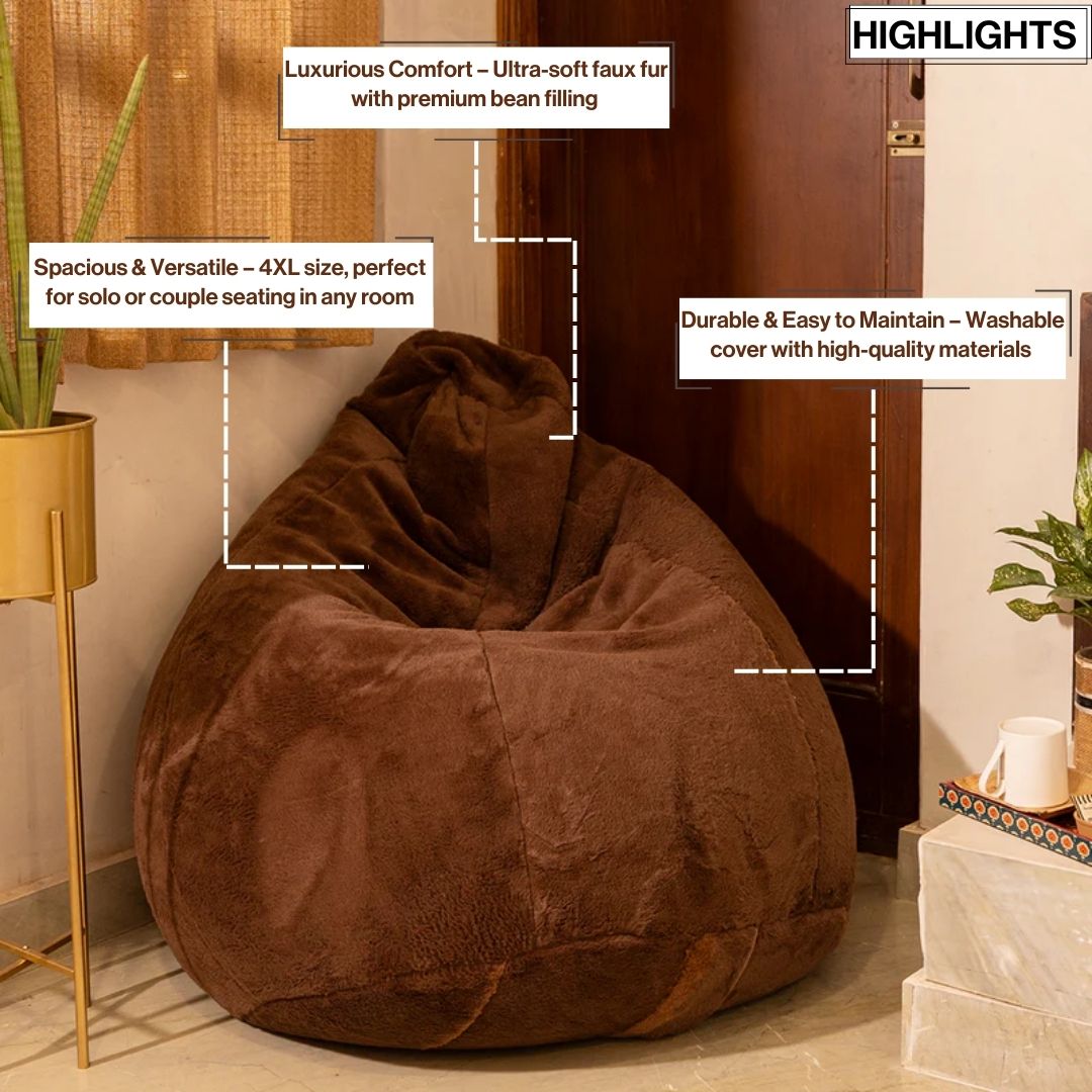 4XL Fur Bean Bag with Beans Filled