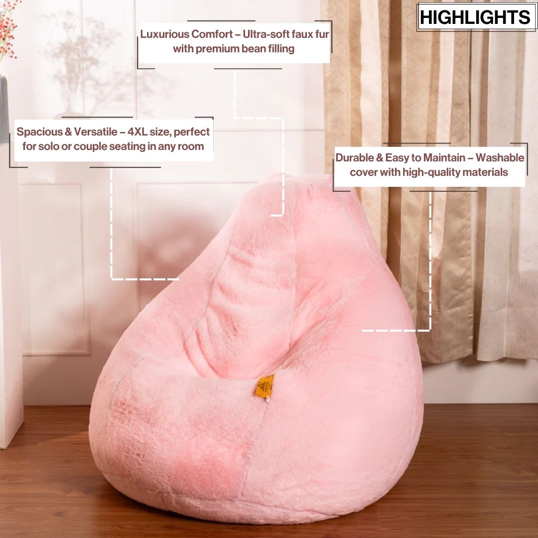 4XL Fur Bean Bag with Beans Filled