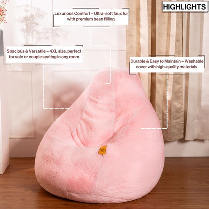4XL Fur Bean Bag with Beans Filled
