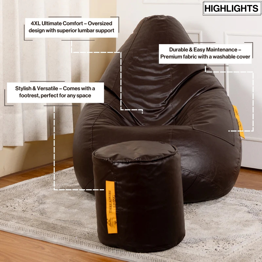 4XL Tear Drop Bean Bag with Footrest Filled