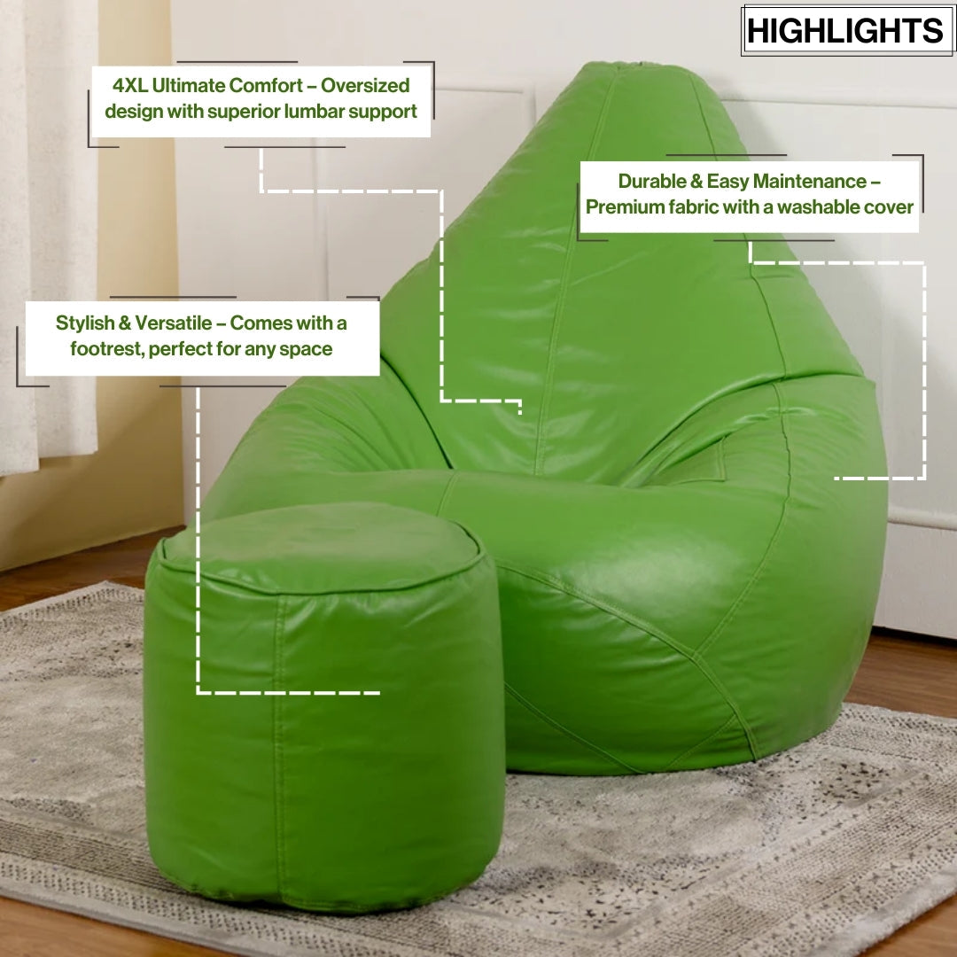 4XL Tear Drop Bean Bag with Footrest Filled
