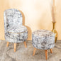 Ottoman Pouffes Print Chair and Stool Combo in Midnight Smoke