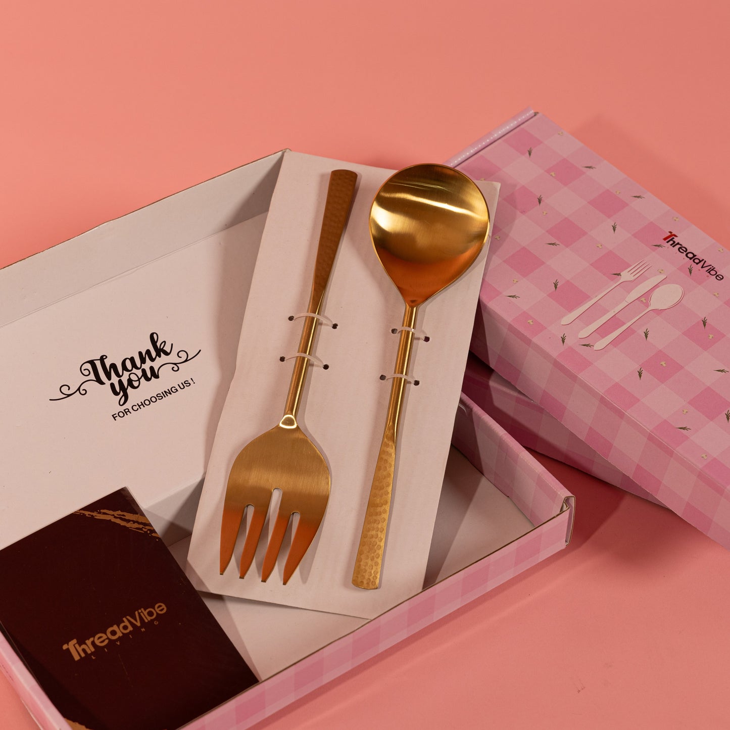 PVD Head Gold Coated Stainless Steel Gold-Toned Cutlery Set Of 2