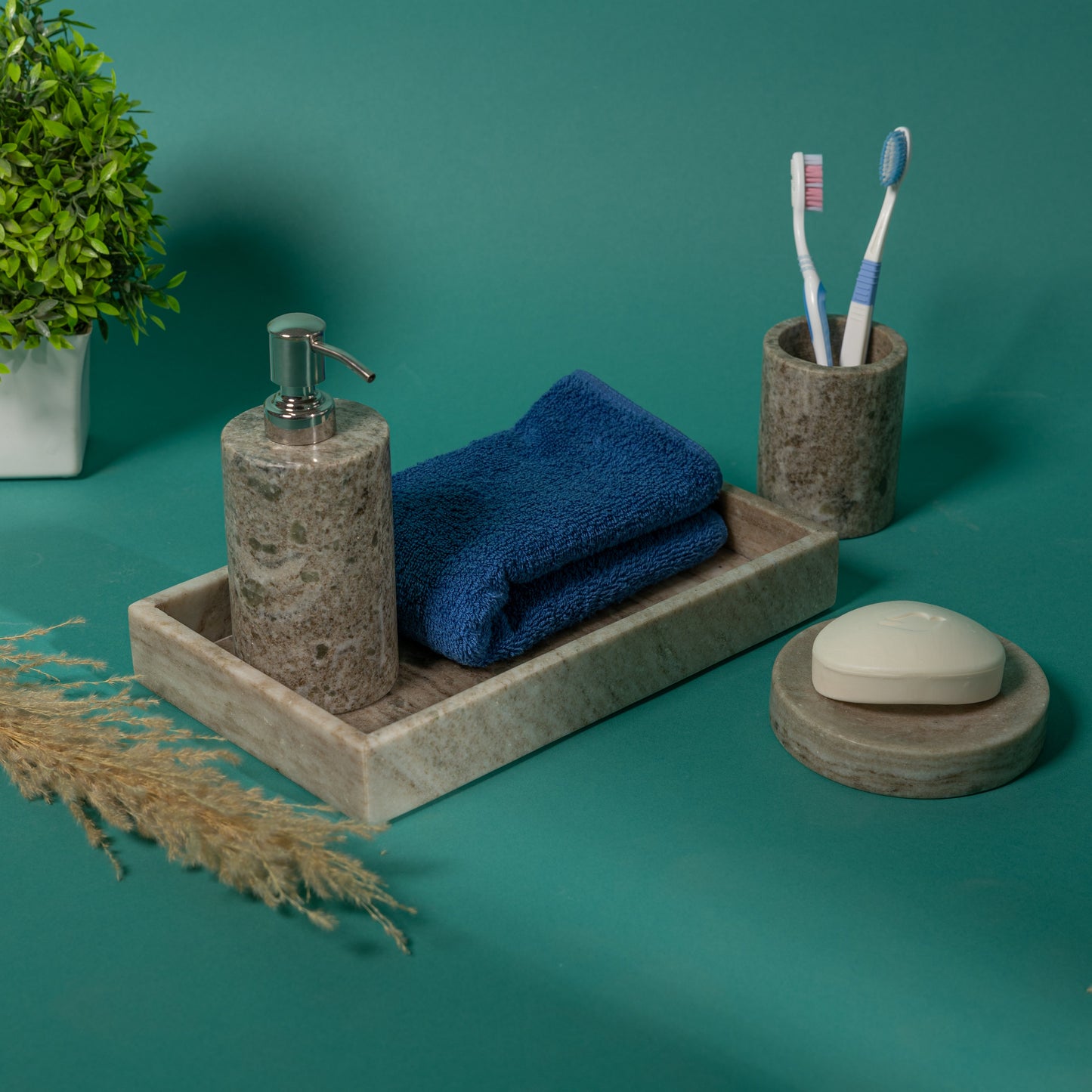 Brass Marble Bathroom Set In Lavender