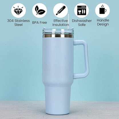 Stainless Steel Insulated Reusable Water Bottle with Lid in Sky Blue