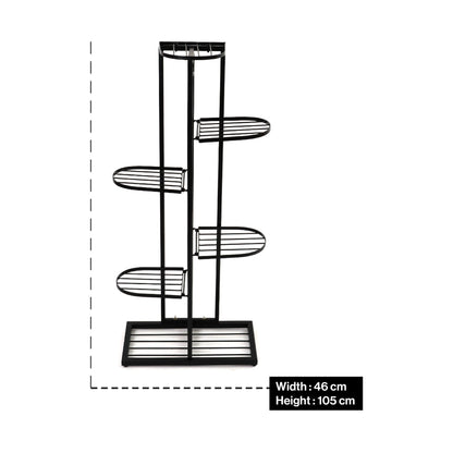 Iron Metal Six Tier Plant Stand Display in Black
