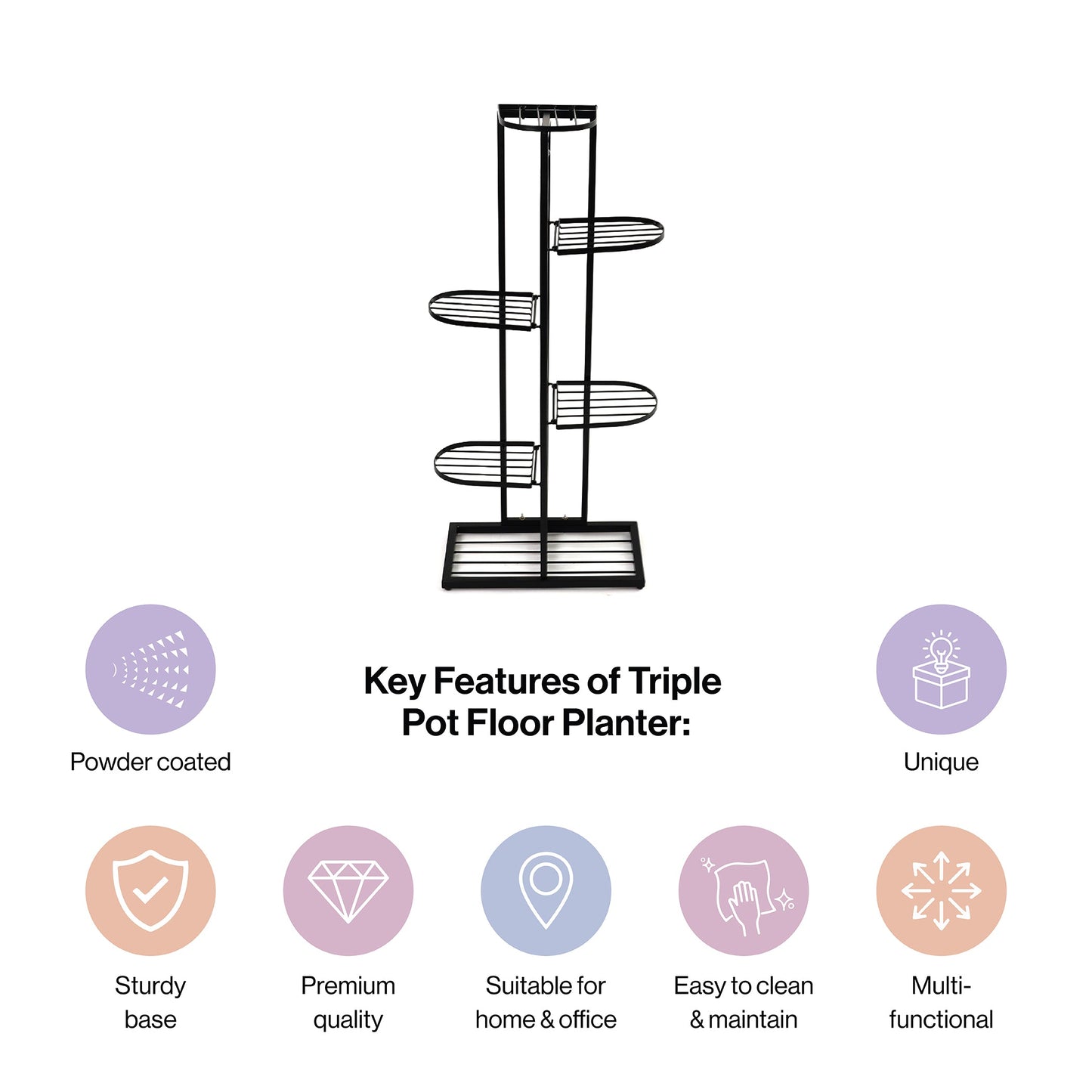 Iron Metal Six Tier Plant Stand Display in Black