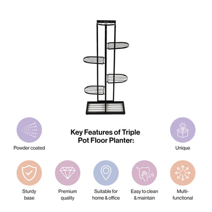 Iron Metal Six Tier Plant Stand Display in Black