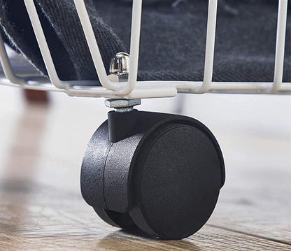 Stackable Rolling Metal Wire Basket With Wheels And Cover (2 Tier) In black For Kitchen Decor