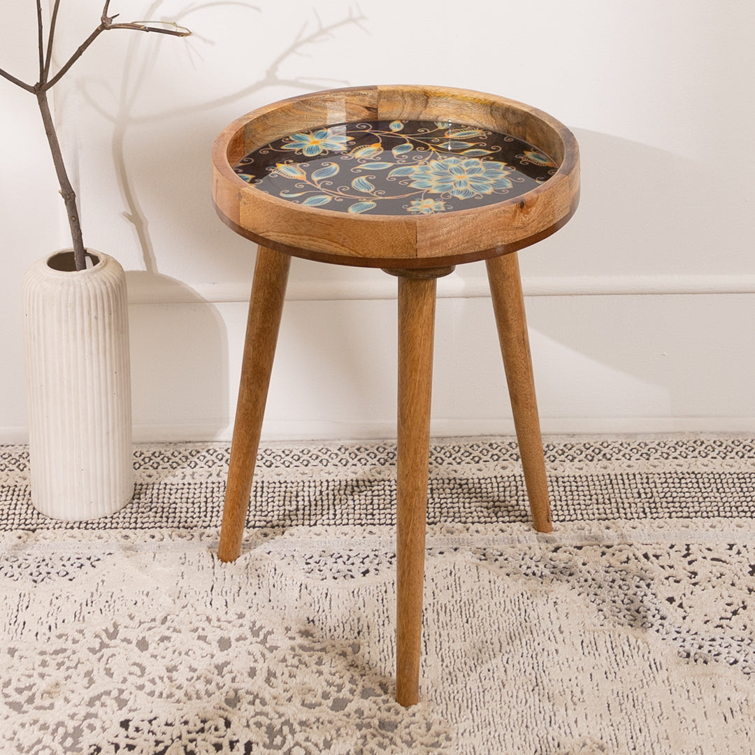 Mango Wood Round Shape End Table