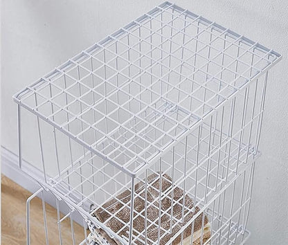 Stackable Rolling Metal Wire Basket With Wheels And Cover In White (4 Tier) For Kitchen Decor