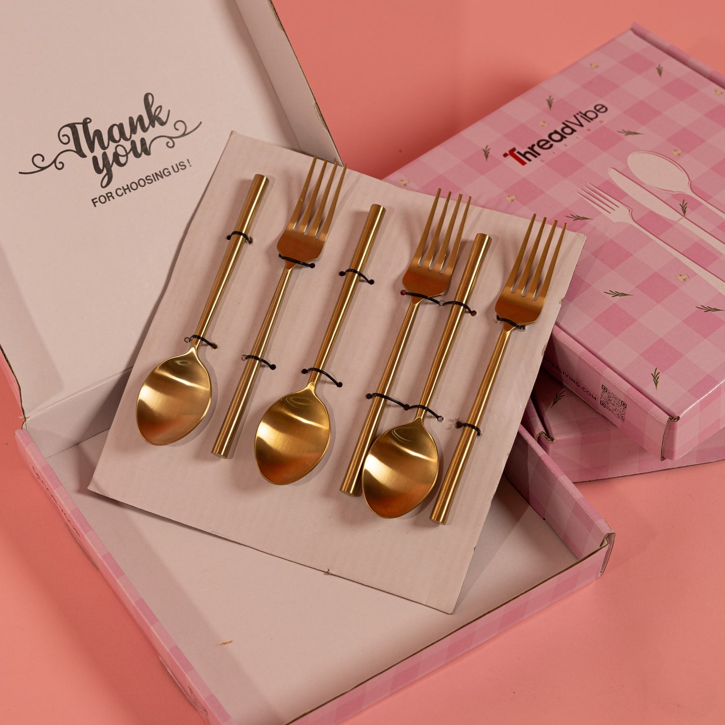 Stainless Steel Gold-Toned Cutlery Set of 6