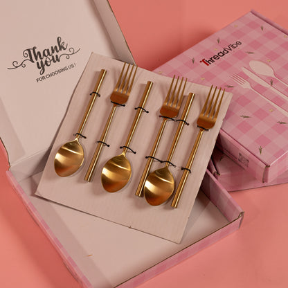 Stainless Steel Gold-Toned Cutlery Set of 12