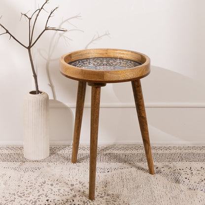 Mango Wood Round Shape End Table