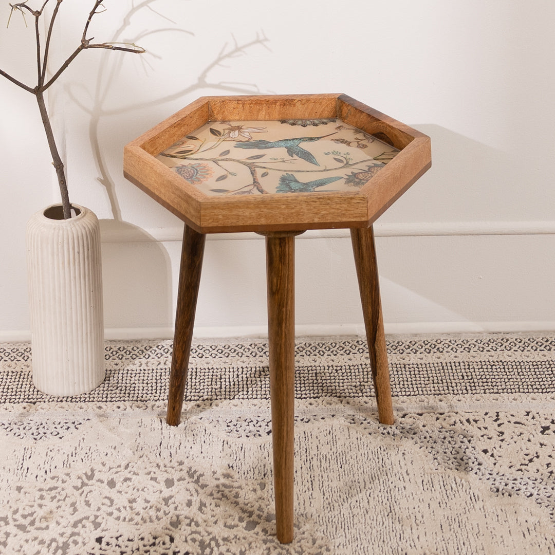 Mango Wood Round Shape End Table