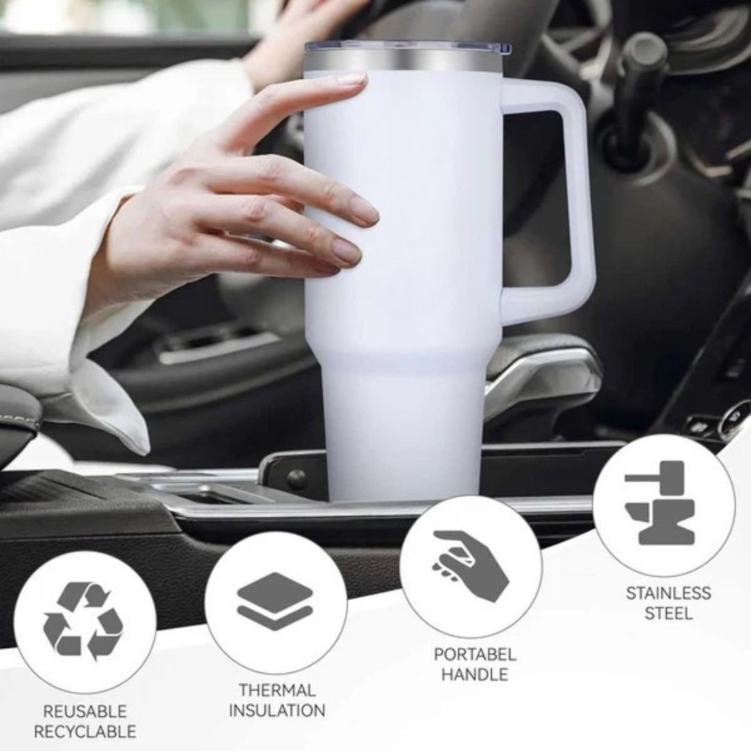 Stainless Steel Insulated Reusable Water Bottle with Lid in White