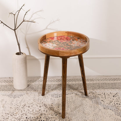 Mango Wood Round Shape End Table
