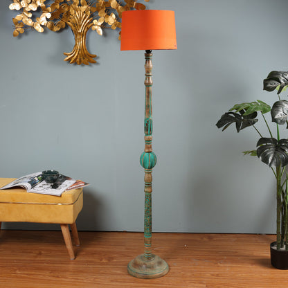 Piller Lamp With Sky Blue Shade