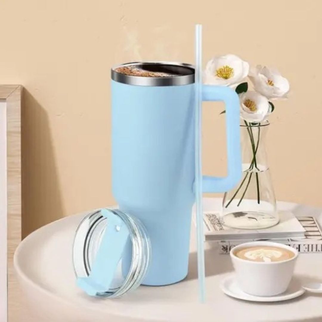 Stainless Steel Insulated Reusable Water Bottle with Lid in Sky Blue