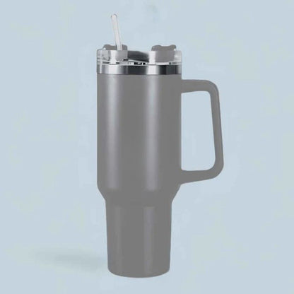 Stainless Steel Insulated Reusable Water Bottle with Lid in Grey
