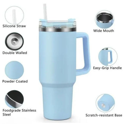 Stainless Steel Insulated Reusable Water Bottle with Lid in Sky Blue