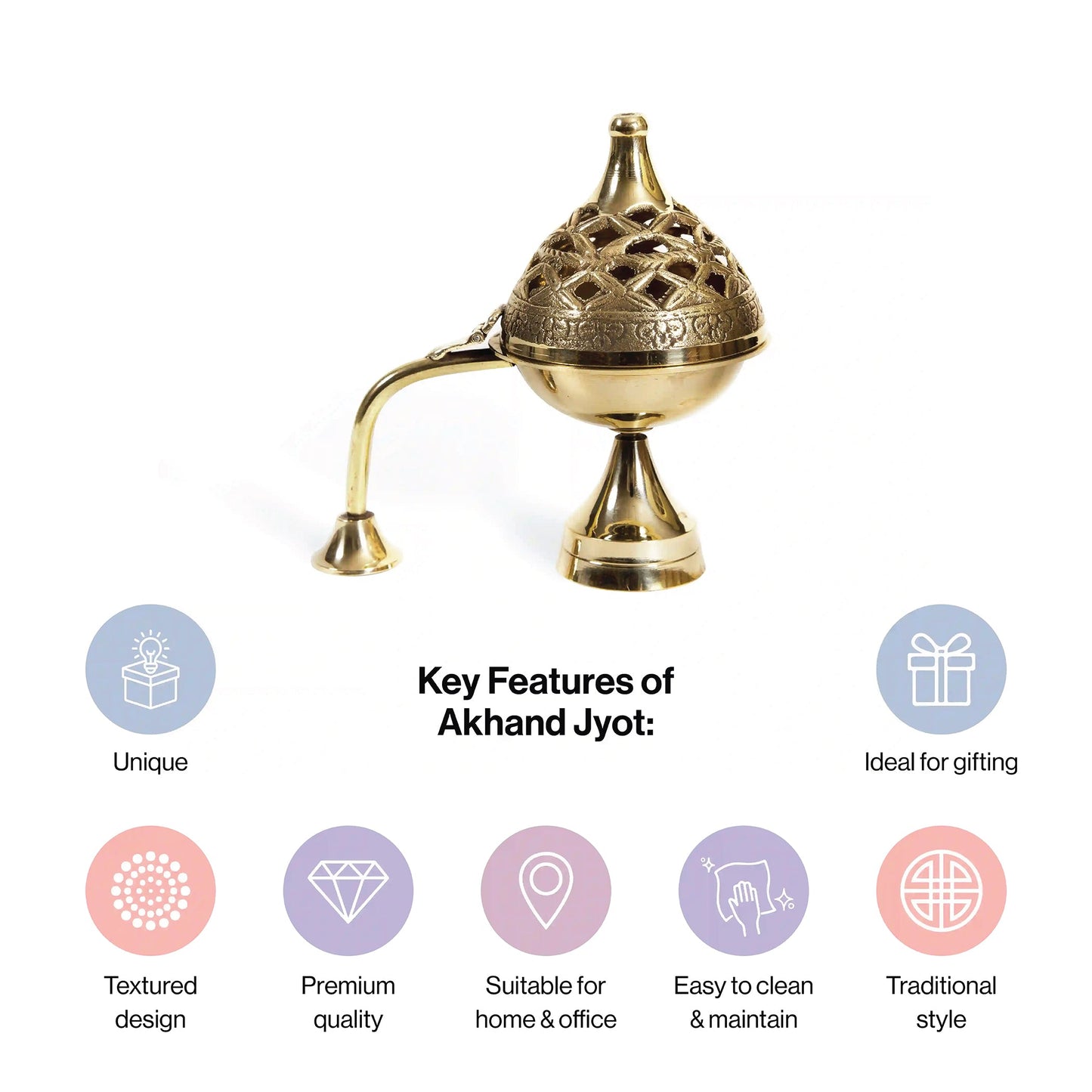 Brass Incense Burner, Dhoop Dani with Handle