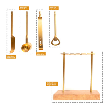 Bar Set Of 4 With Stand Gold PVD Coated For Kitchen Decor