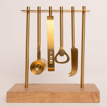 Bar Set Of 4 With Stand Gold PVD Coated For Kitchen Decor