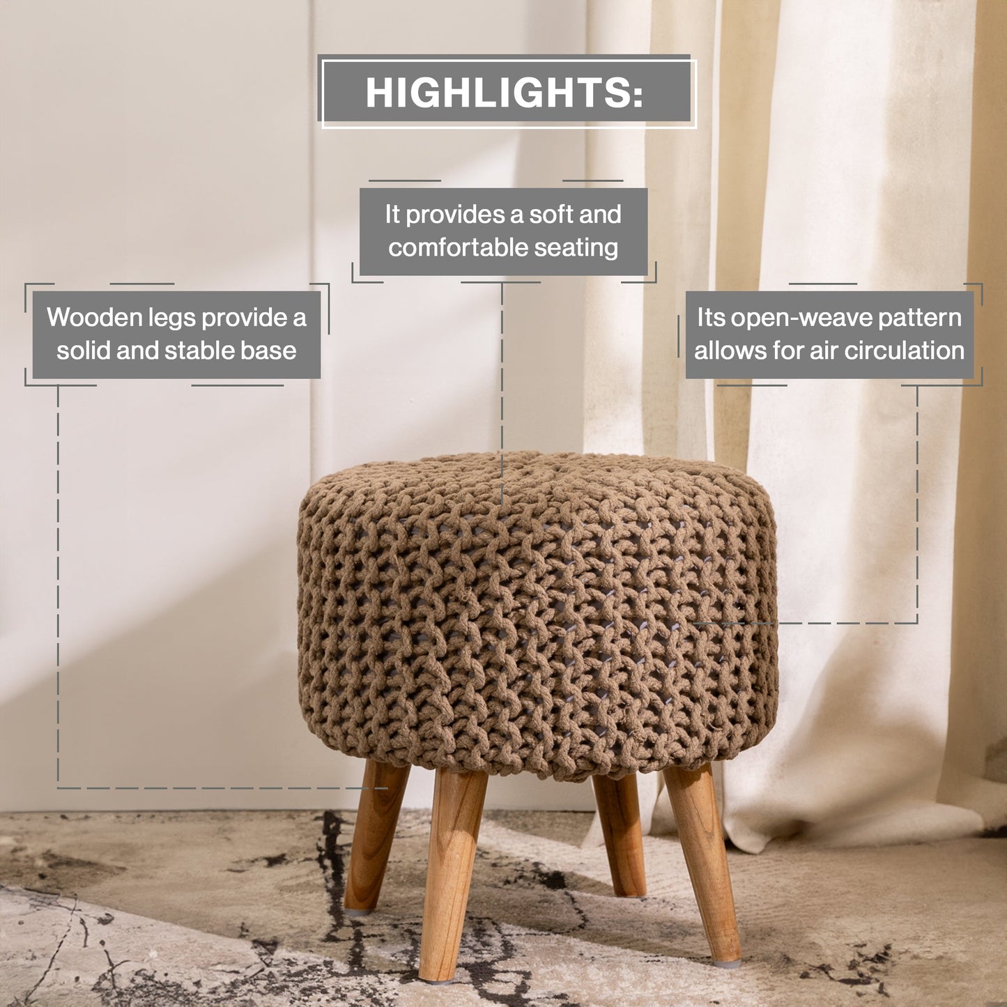 Dori Pouf Stool-Combo of 2