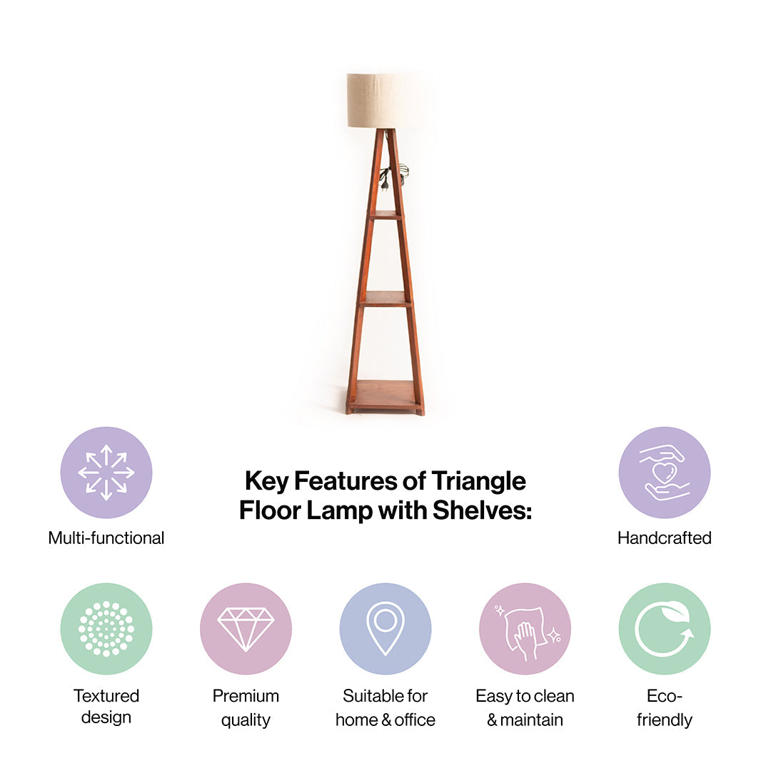 Wooden Floor Lamp With Shelves