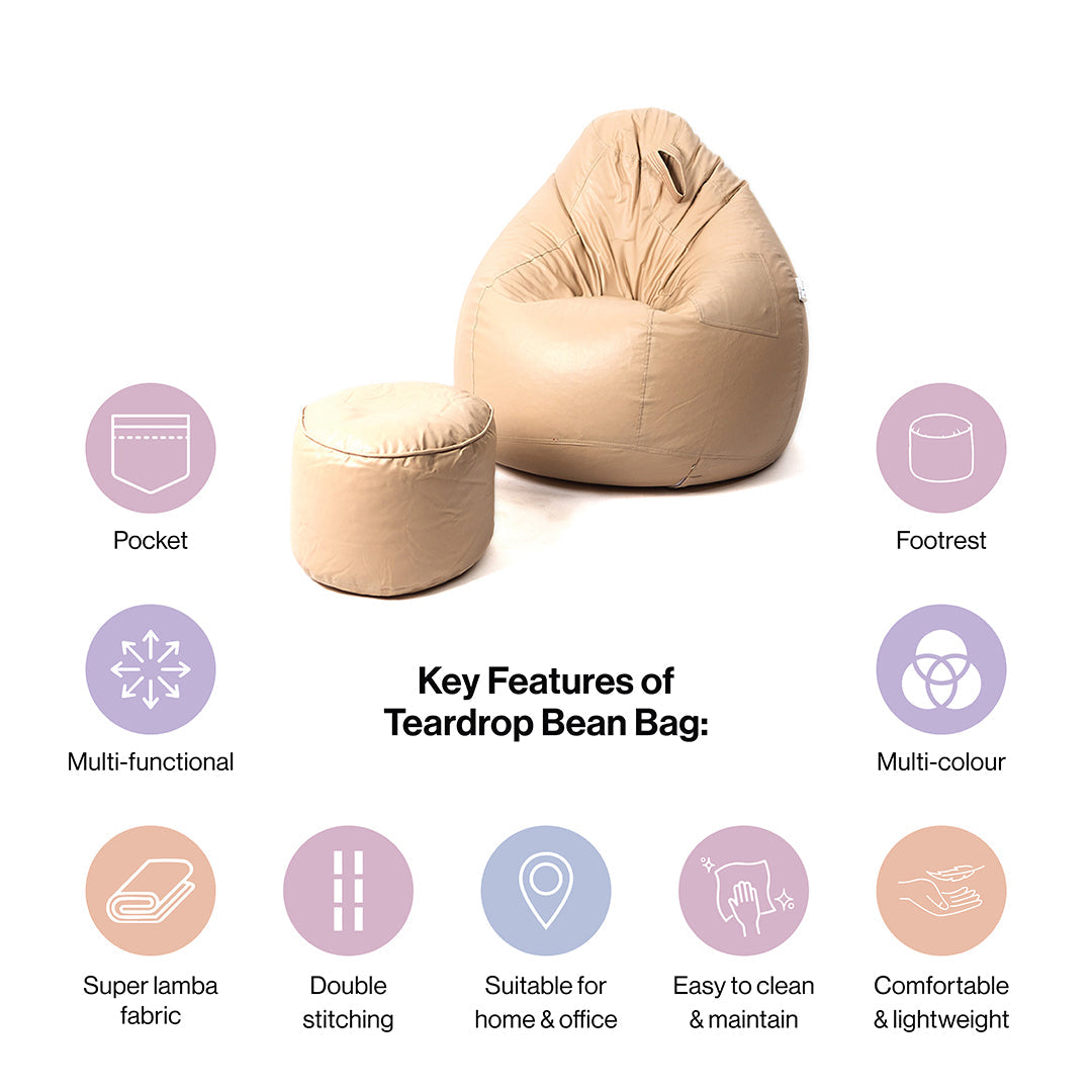 4XL Tear Drop Bean Bag with Footrest Filled