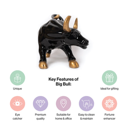Resin Big Bull Statue In Black Eclipse