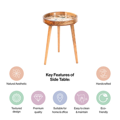 Mango Wood Round Shape End Table